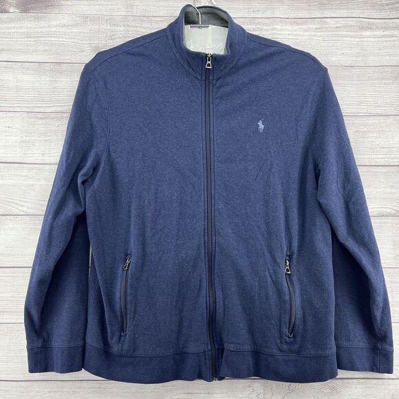 Ralph Lauren Polo Full Zip‎ Solid Navy Blue Athletic Track Jacket XL - Picture 1 of 7